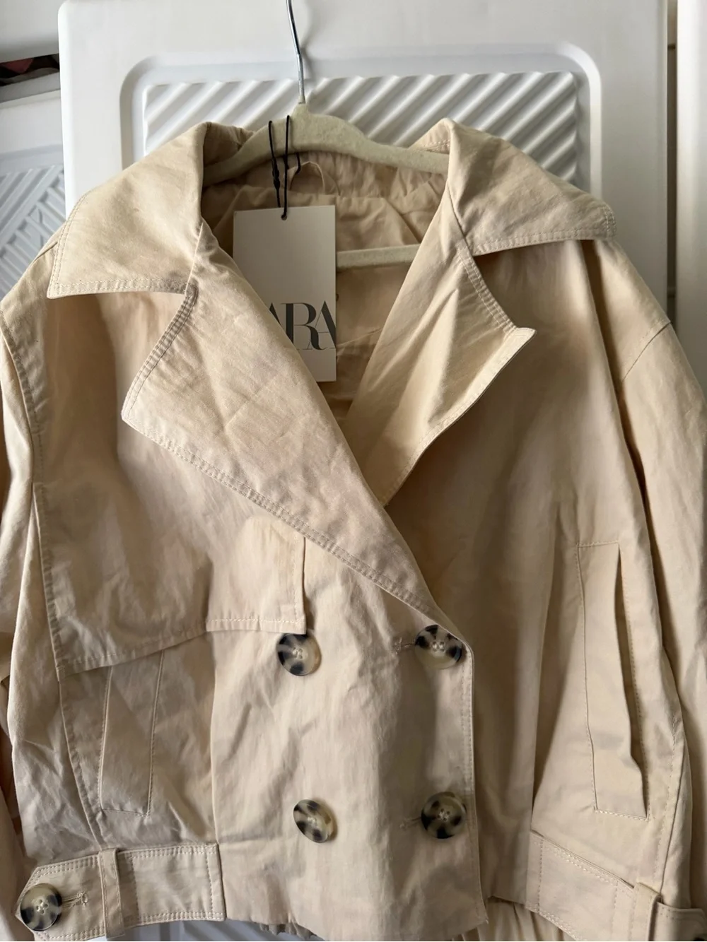 Zara Girls Beige Cropped Trench Jacket